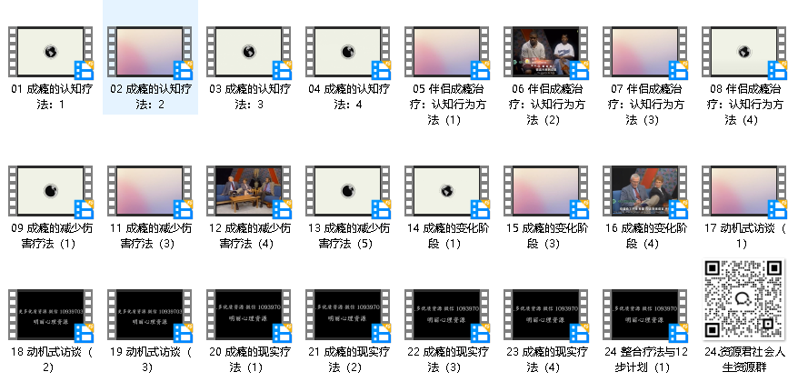 物质成瘾短程治疗视频课程27讲