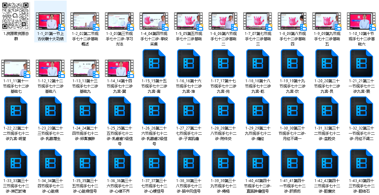 精选伏羲九宫观手七十二诊 视频课程完整版 ［精选中医资料］（先转存再下载以免资源丢失）