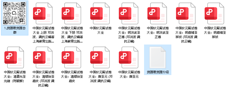 中国状元殿试卷大全【477MB】先转存再下载以免资源丢失）