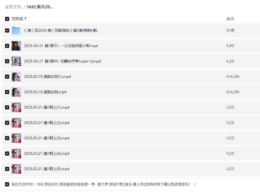 乘风破浪的姐姐第一季- 第六季 [附前5季][音乐 真人秀](先转存再下载以免资源丢失）