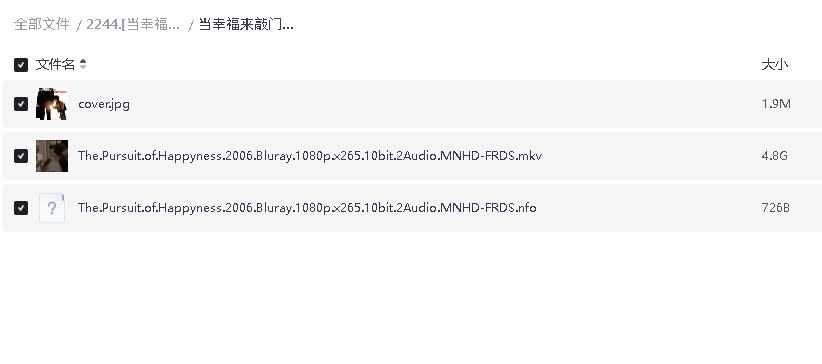 [当幸福来敲门][2006][英语中字][1080P蓝光][4.8G](先转存再下载以免资源丢失）
