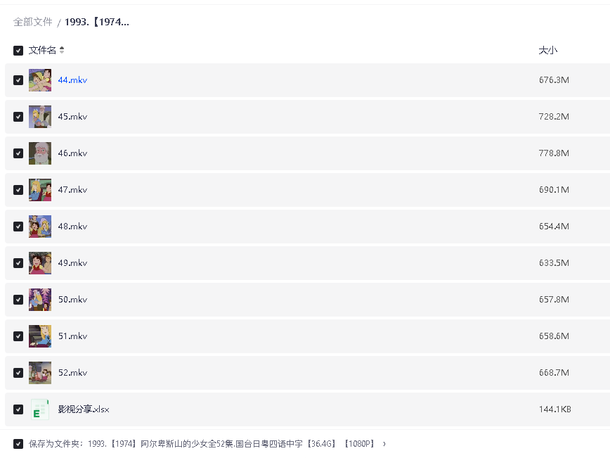 【1974】阿尔卑斯山的少女全52集.国台日粤四语中字【36.4G】【1080P】