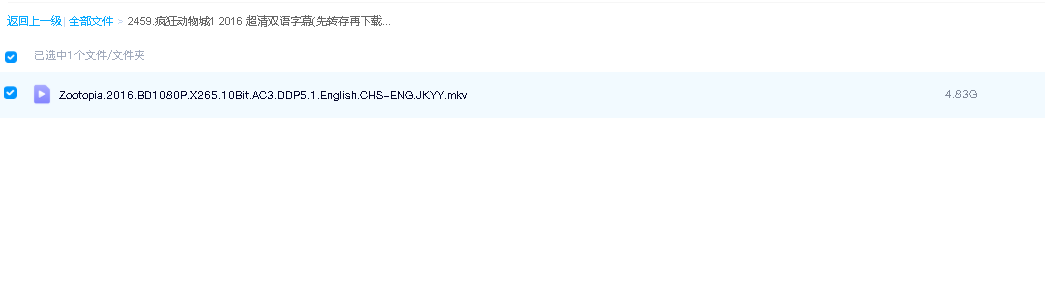 疯狂动物城1+2 2016 超清双语字幕(先转存再下载以免资源丢失）