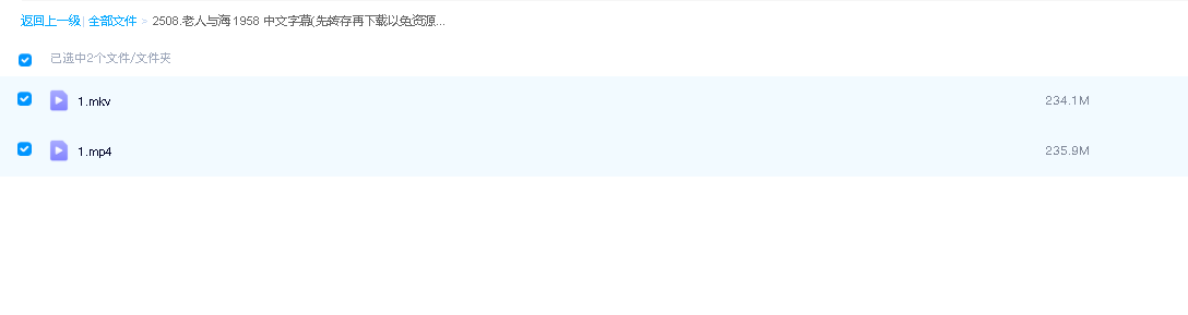 老人与海 1958 中文字幕(先转存再下载以免资源丢失）
